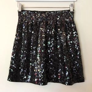 Garnet Hill Black Sequin Mini Skirt.